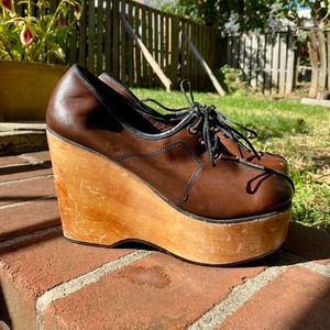 Vintage wooden platform shoes